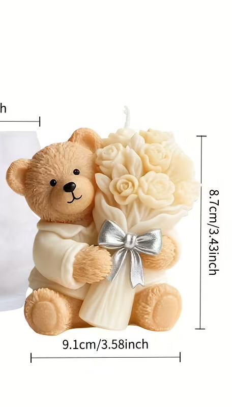 Vela Personalizada Urso com buquê