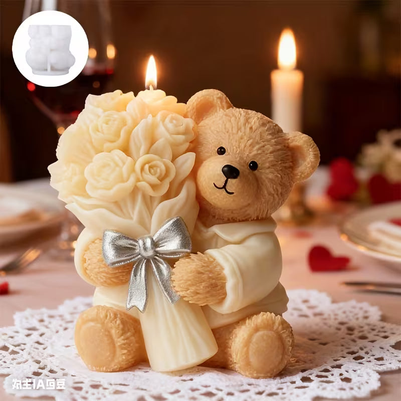Vela Personalizada Urso com buquê