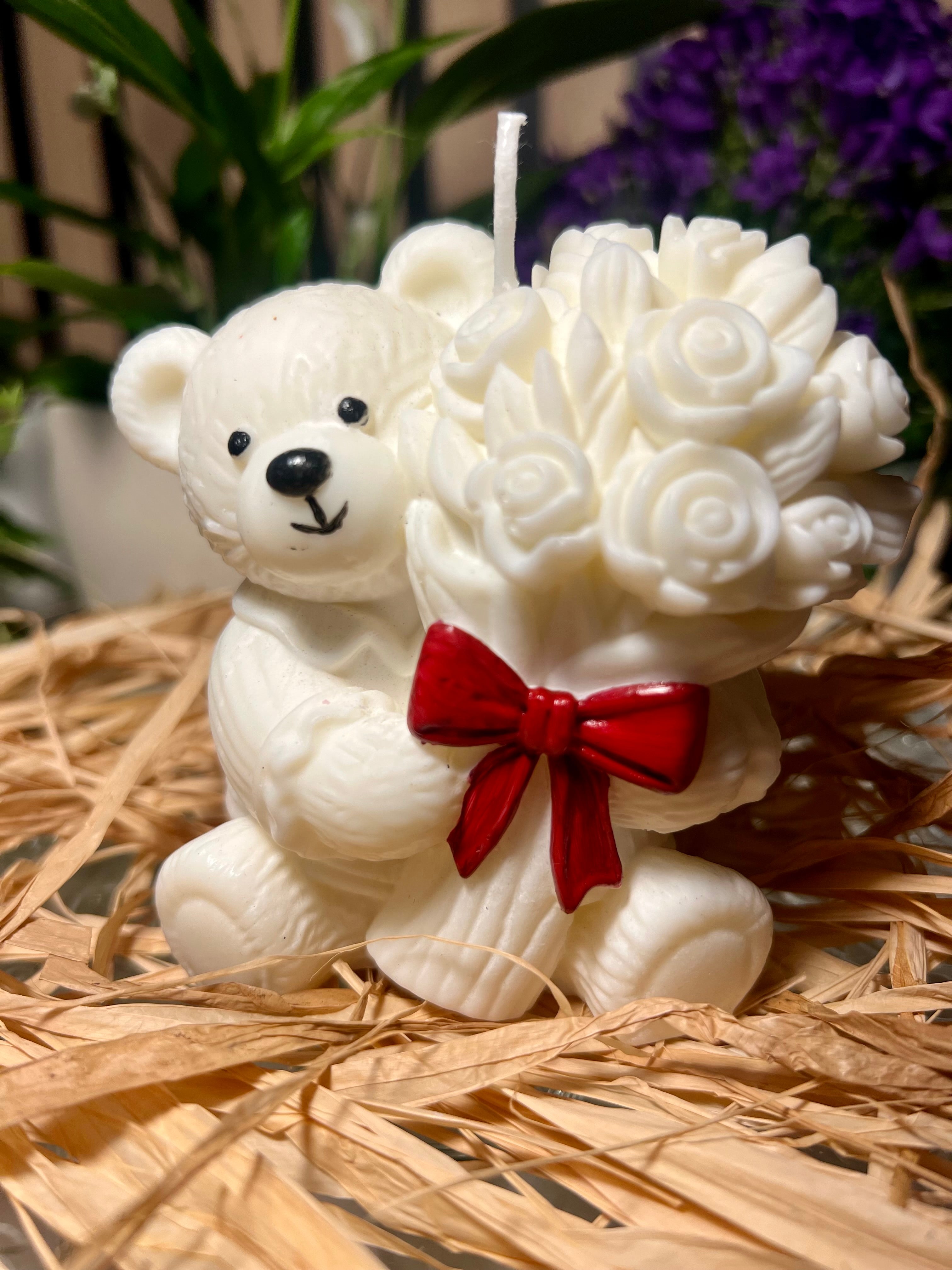 Vela Personalizada Urso com buquê