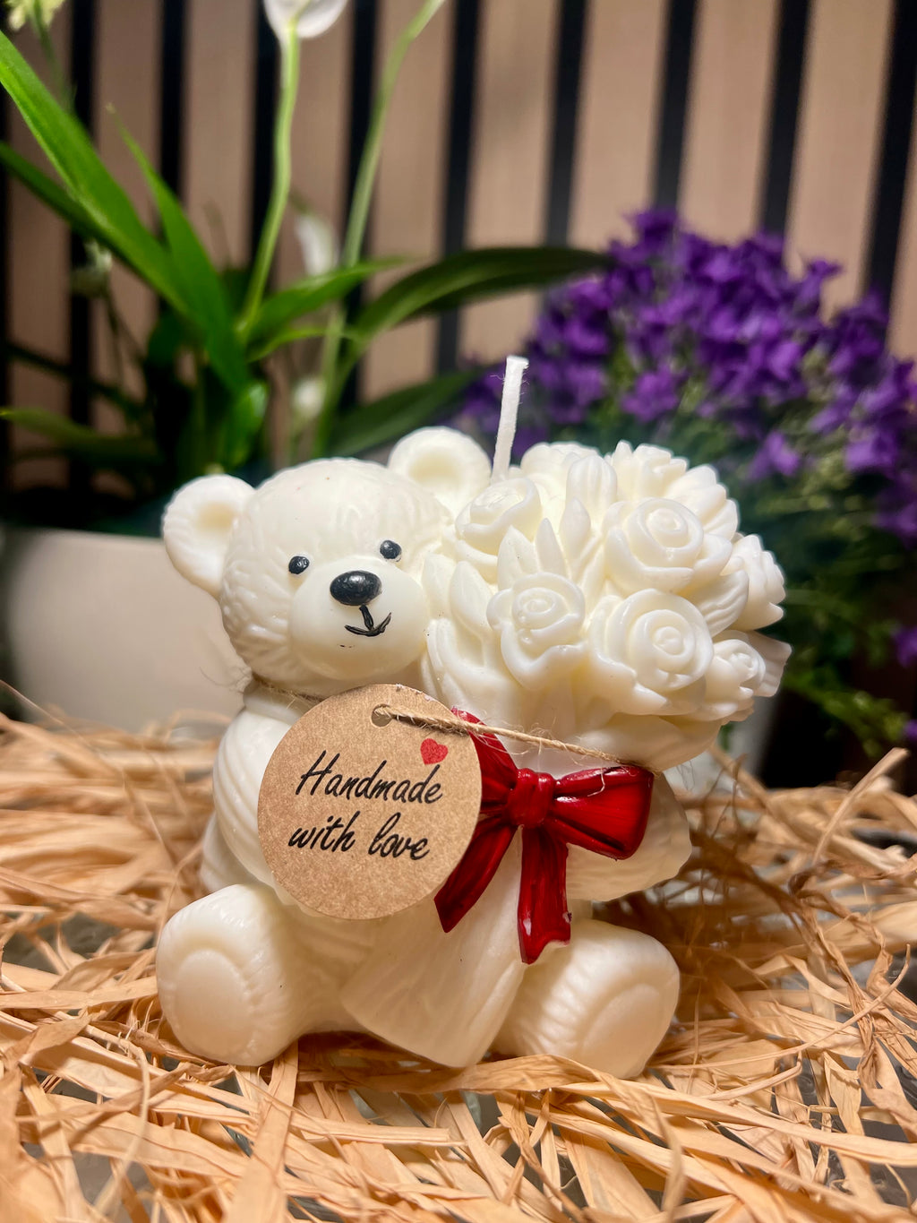 Vela Personalizada Urso com buquê