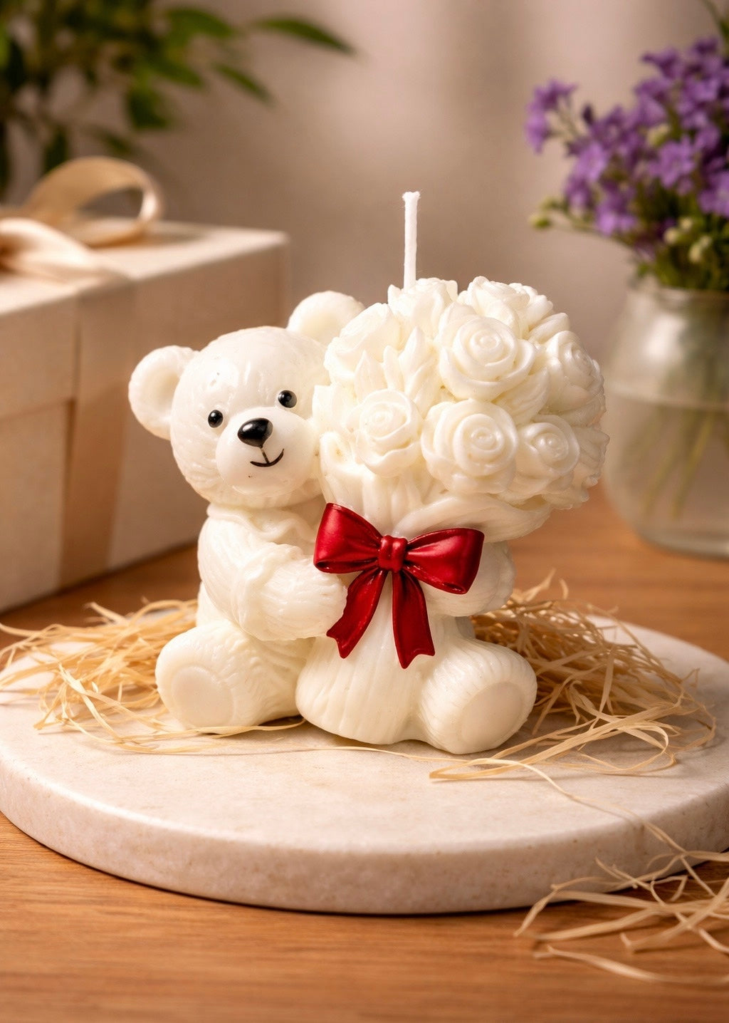 Vela Personalizada Urso com buquê