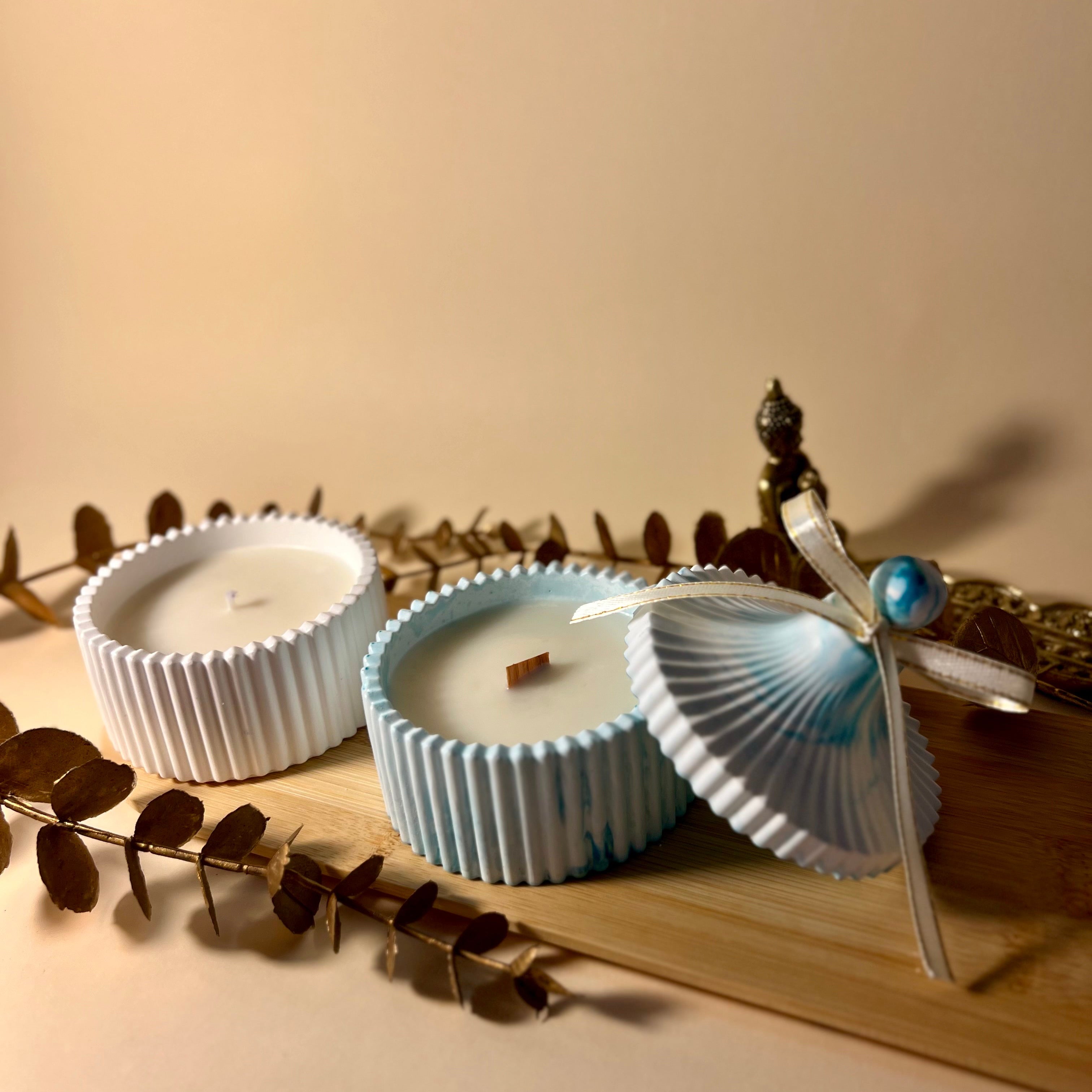 Pote Decorativo em Gesso + Vela Aromática